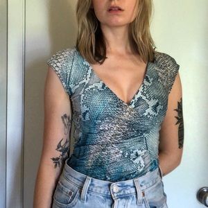 Vintage Roberto Cavalli Snake Print Top